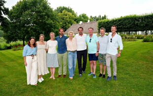 Alexia, Theodora, Philippos et Nicolas de Grèce, Frederik et Joachim de Danemark, Gustav, Nathalie et Amexandra e Sayn-Wittgenstein-Berleburg au château de Grasten, 9 des 10 petits-enfants de la reine Ingrid de danemark réunis