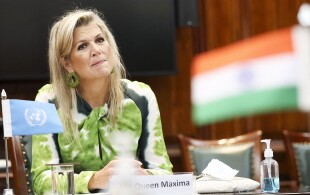 La reine Maxima des Pays-Bas à New Delhi  pour une réunion avec la ministre des finances