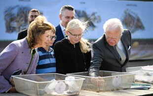 Les souverains suédois sur le site archéologique de Uppakra à Skane