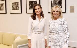 Letizia d'Espagne à université de Columbia à New York avec Jill Biden