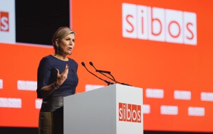 Maxima des Pays-Bas à la conférence SIBOS 2022  à Amsterdam