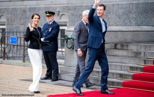 Joachim et Marie de Danemark à l'hôtel de ville de Copenhague pour un déjeuner