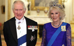 La reine Camilla au dîner d'État donné à Buckingham en l'honneur du président sud-africain Cyril Ramaphosa, le 22 novembre 2022.