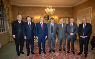 Albert de Monaco, Charles de Bourbon-Deux-Siciles, Laurent de Belgique à l'Institut de France pour l'hommage à Albert I de Monaco