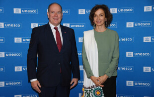 Albert de Monaco à l'UNESCO à Paris  pour la conférence La science au service de l'humanité, le prince Albert Ier et son œuvre
