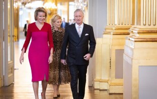 Philippe, Mathilde, Astrid de Belgique à la réception de Nouvel An au Palais royal de Bruxelles