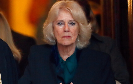 La duchesse de Cornouailles est très émue, après son déplacement à la cathédrale catholique ukrainienne de Londres, le 2 mars 2022.