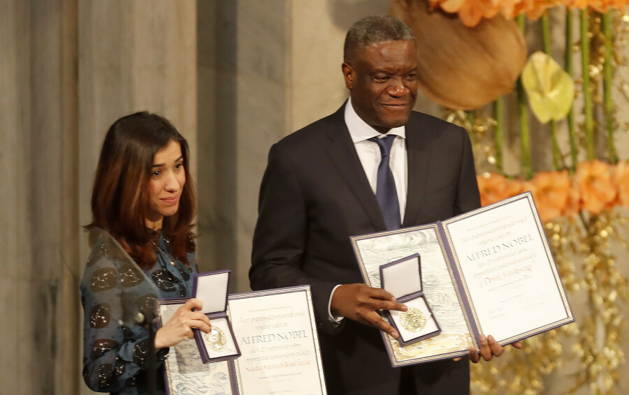 Nadia Murad et Denis Mukwege, les lauréats du prix Nobel de la paix 2018 à Oslo