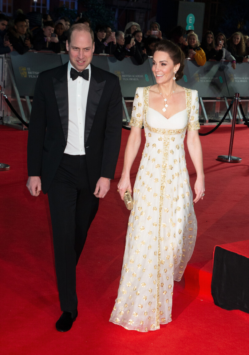 Pour les BAFTA, le 2 février 2020, Kate a choisi une robe Alexander McQueen qu’elle avait déjà portée en Malaisie en 2012. © Bestimage