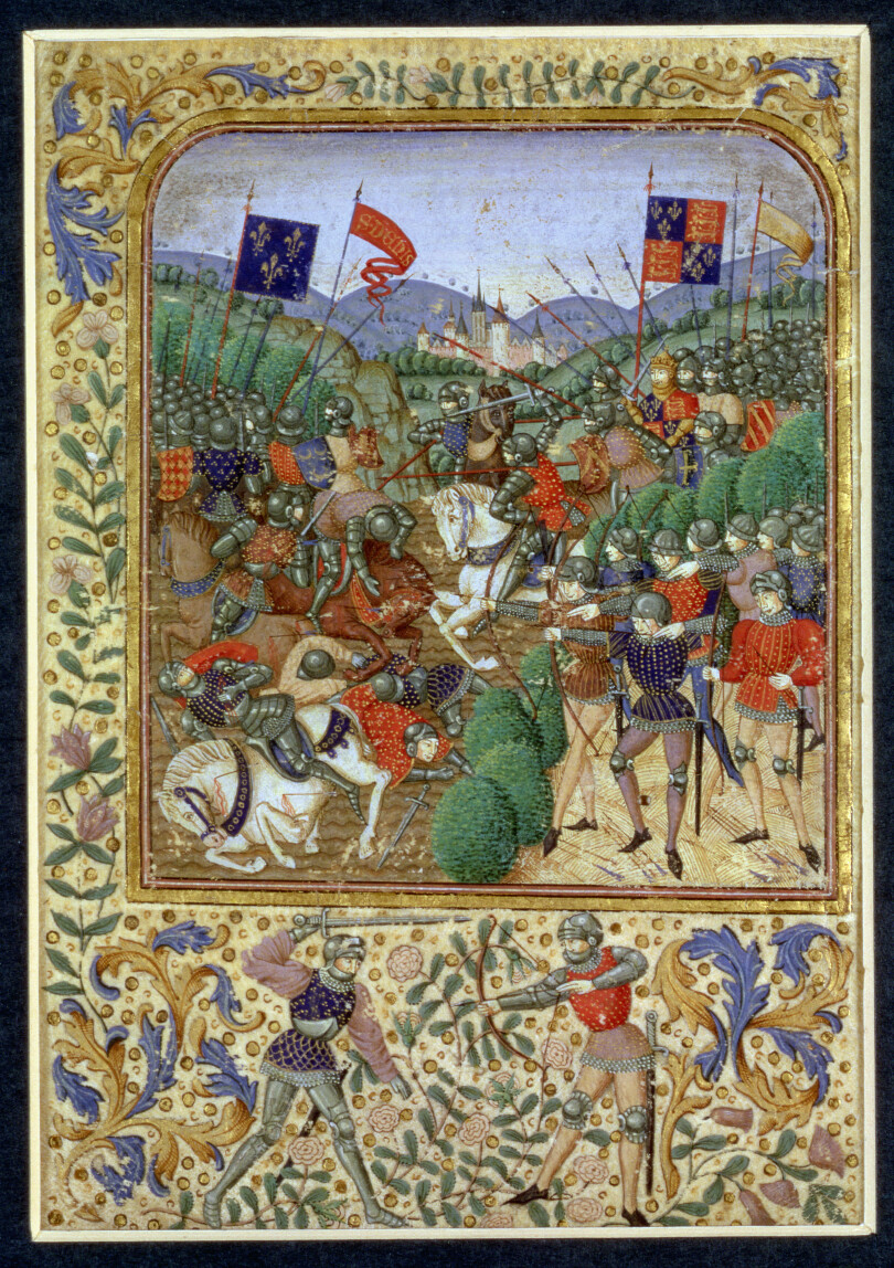 La bataille d’Azincourt, dans les Grandes chroniques de France de Jean Fouquet.