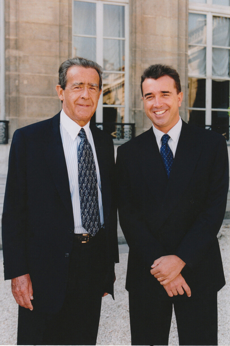Jean-Luc Lagardère avec son fils et héritier, Arnaud.