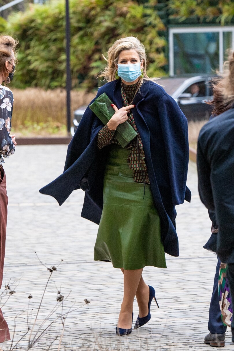 La reine Maxima des Pays-Bas, lors de la présentation du rapport "ABN AMRO" sur les services financiers aux femmes, à Amsterdam, le 16 février 2022.