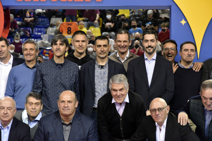 Iñaki Urdangarin et ses camarades du FC Barcelona, le 5 mars 2022 à Barcelone.