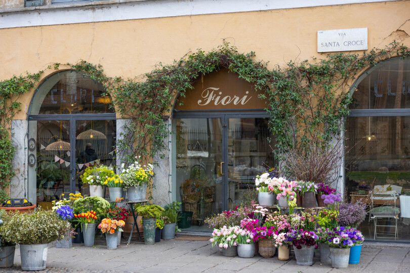 Le fleuriste Clori dans le quartier de Navigli, à Milan.