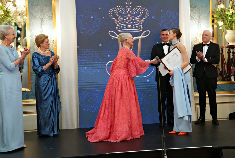 Margrethe de Danemark entourée de ses sœurs cadettes, Anne-Marie de Grèce et la princesse Benedikte, le 27 mars 2022.