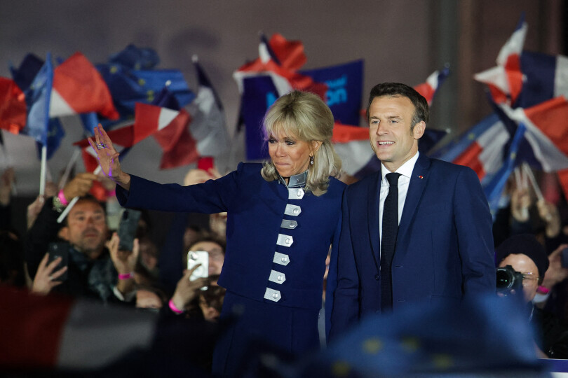 Brigitte et Emmanuel Macron au Trocadéro, le 24 avril 2022.