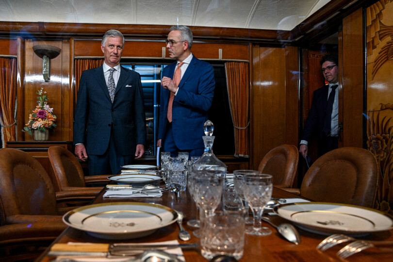 Philippe de Belgique à Train World, en Belgique, le 9 mai 2022.