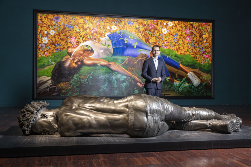 Christophe Leribault expose l'artiste américain, Kehinde Wiley, dans la galerie Daniel Templon de la Fondation Cini, dans le cadre de la 59e édition de la Biennale de Venise.