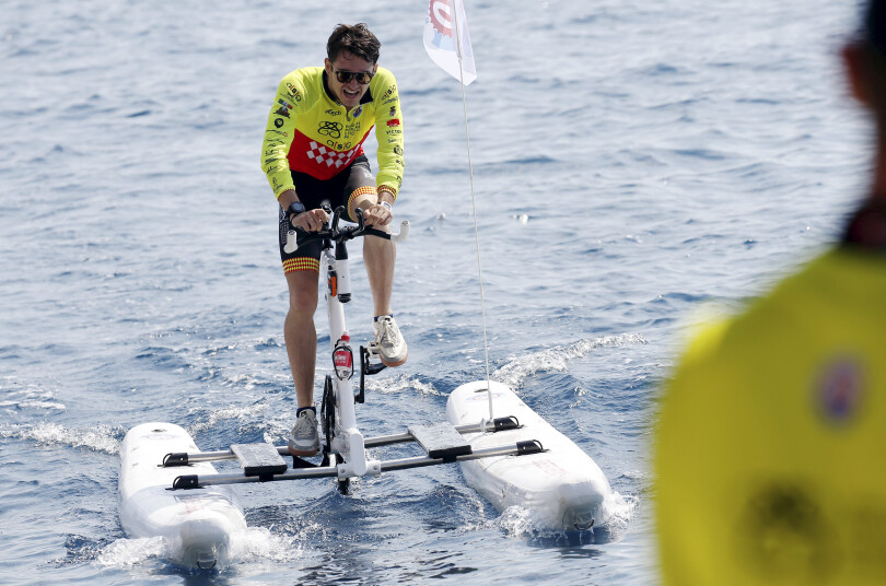 Charles Leclerc lors du Water Bike Challenge 2018.