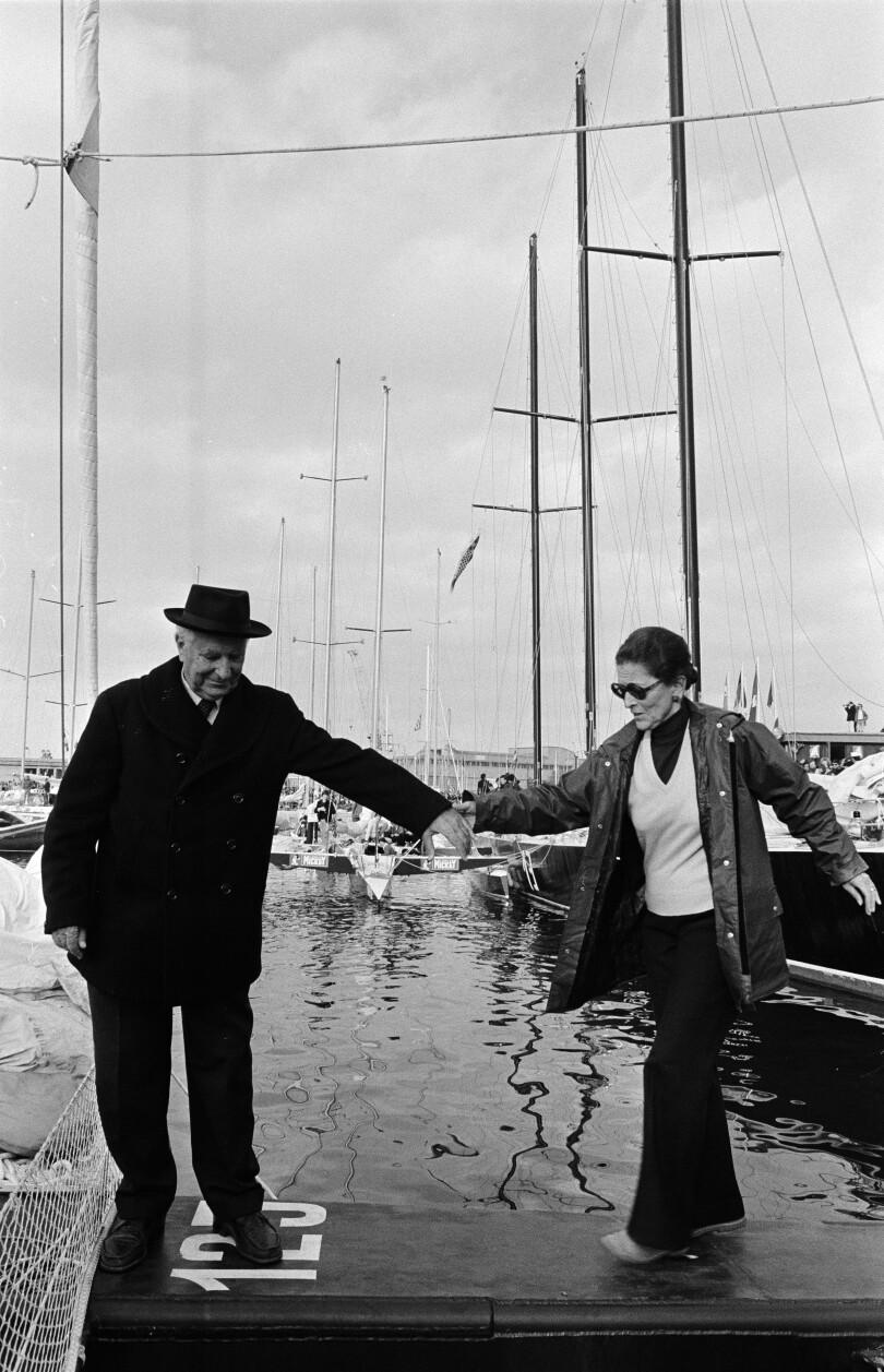 Gaston Defferre et Edmonde Charles-Roux, route du Rhum, Marseille 1978.