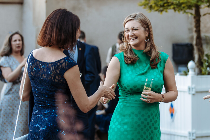 Stéphanie de Luxembourg lors d'une garden-party au Château de Berg, le 28 juin 2022.