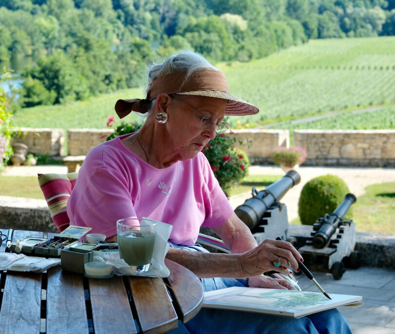 La reine Margrethe au château de Cayx.