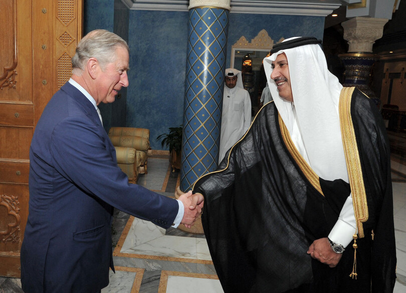 Le prince de Galles avec Hamad ben Jassem al-Thani au Qatar en mars 2013.
