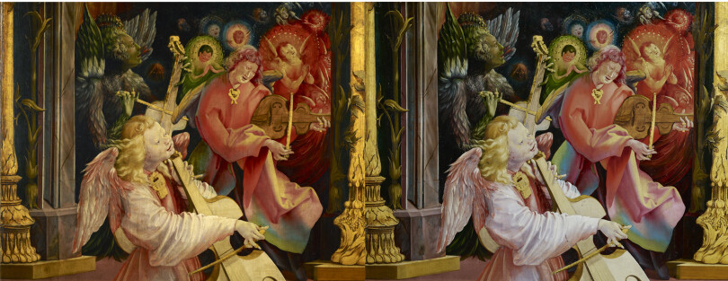 Le Concert des Anges, détail du retable d’Issenheim, par Mathis Grünewald, a retrouvé sa lumière.