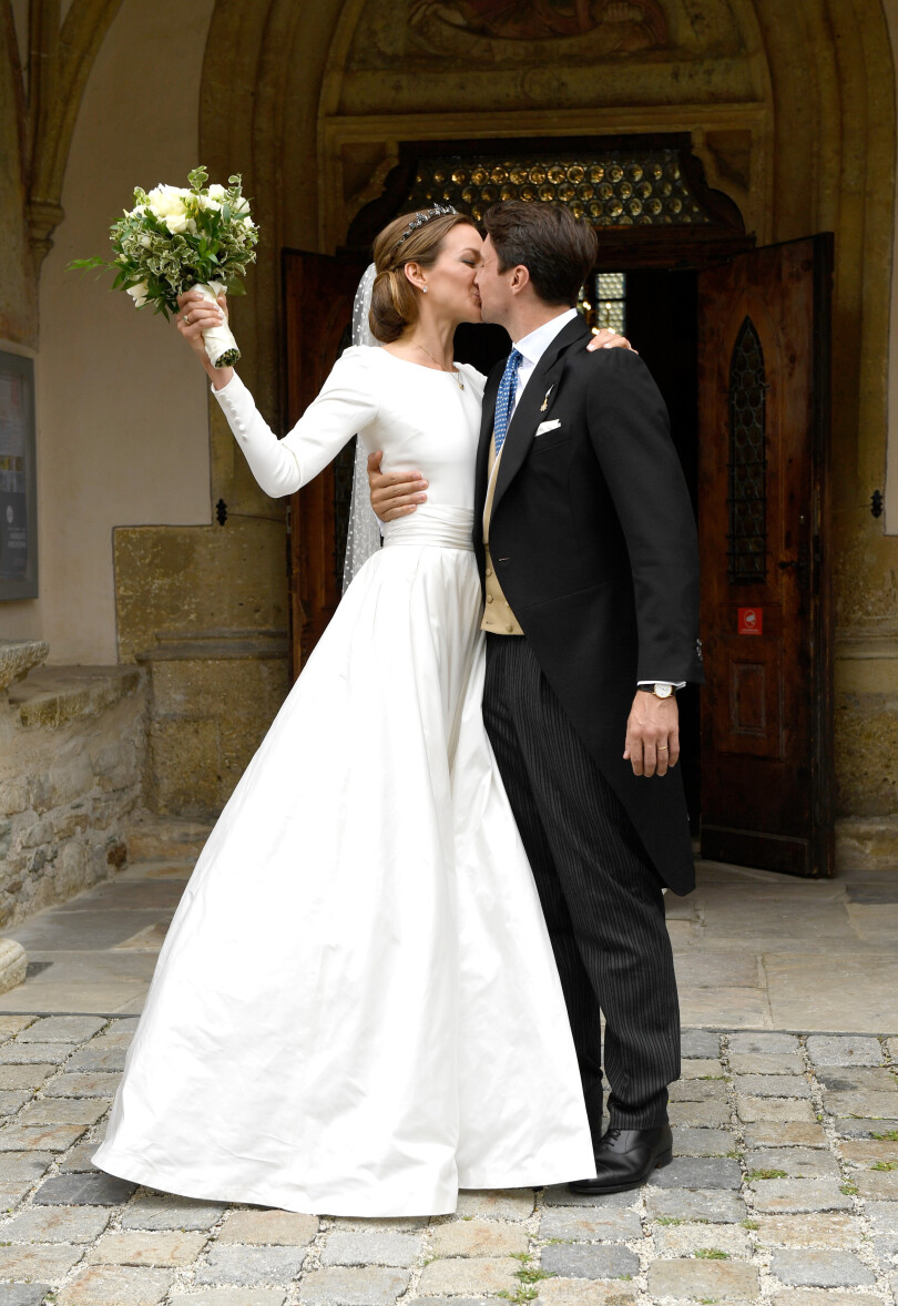 Pál Antal Esterházy et Franziska von Reutter le jour de leur mariage, le 30 juillet 2022.