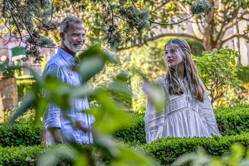 Felipe et Leonor d'Espagne à Valldemossa, sur l'île de Majorque, le 1er août 2022.