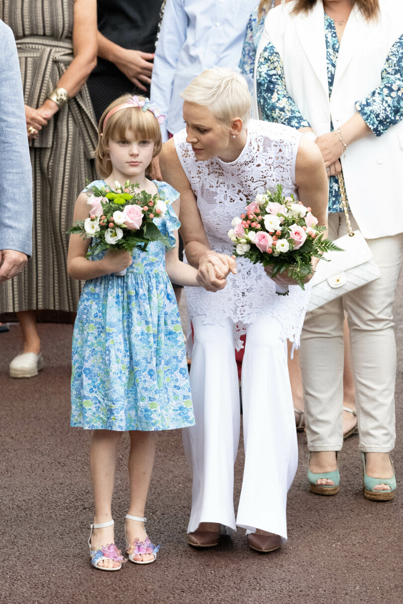 Charlène et Gabriella de Monaco au pique-nique "U Cavagnëtu" le 3 septembre 2022.