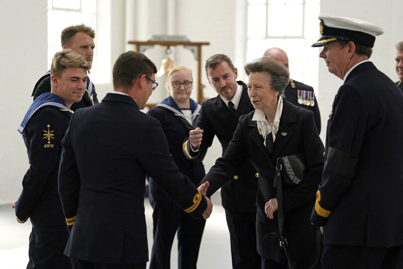 La princesse Anne à Portsmouth remercie la Royal Navy pour sa participation aux funérailles de la reine, en novembre 2022.