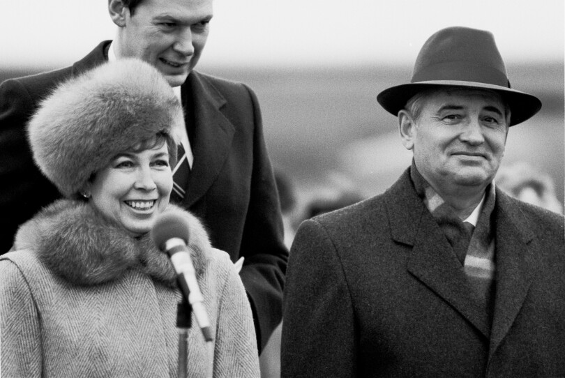 Mikhail et Raïssa Gorbatchev à Genève, en Suisse, en novembre 1985.