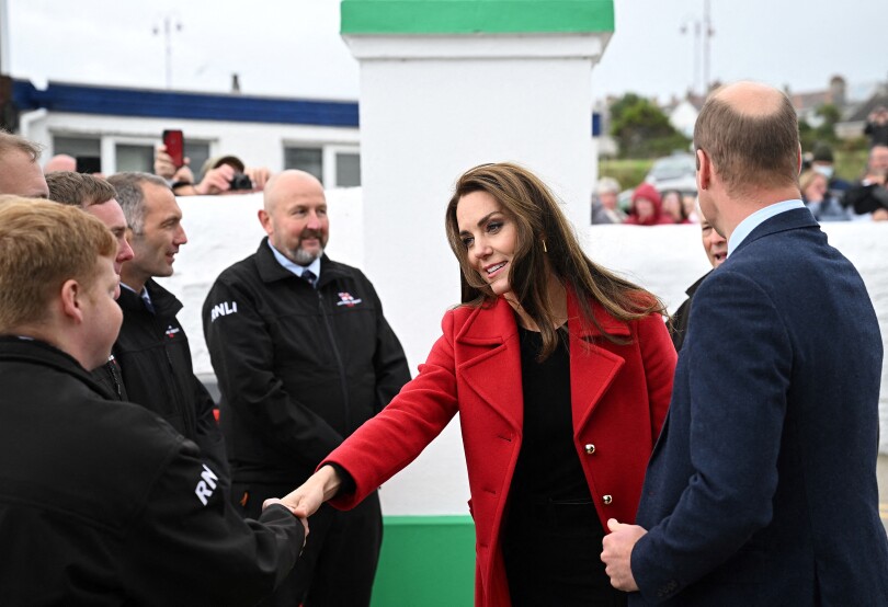 Le prince William et Kate à la station de sauvetage RNLI de Holyhead à Anglesey, au nord du pays de Galles, le 27 septembre 2022.