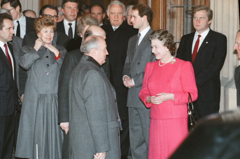 Mikhail Gorbatchev et Élisabeth II au château de Windsor en avril 1989.