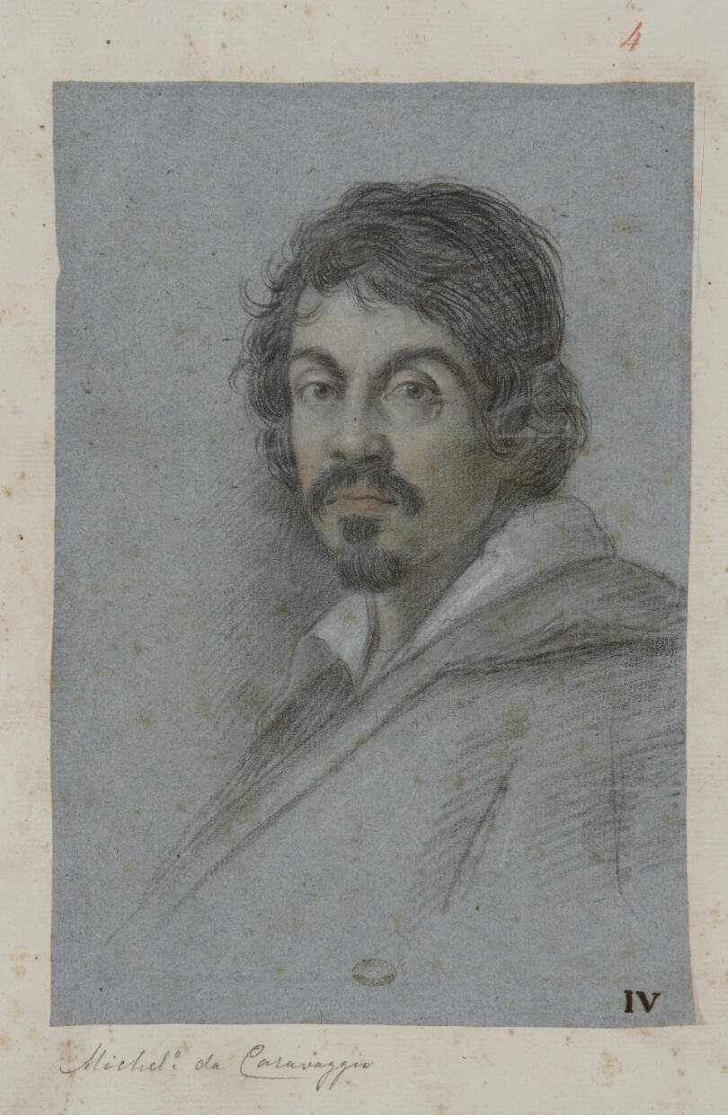 Portrait du Caravage, dessin d’Ottavio Leoni). Bibliothèque Marucelliana, à Florence.