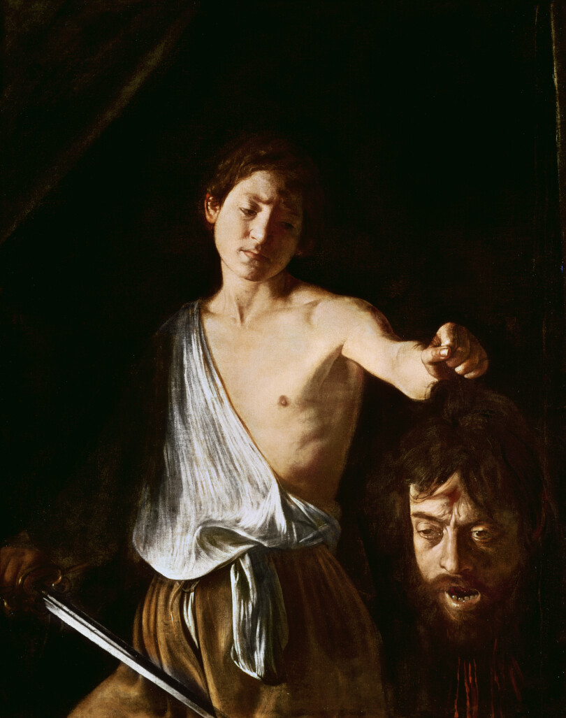 David avec la tête de Goliath peint par Caravage.