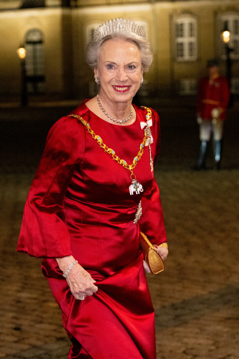 La princesse Benedikte de Danemark était présente au banquet du Nouvel an, le 1er janvier 2023, au palais Christian VII, à Amalienborg.