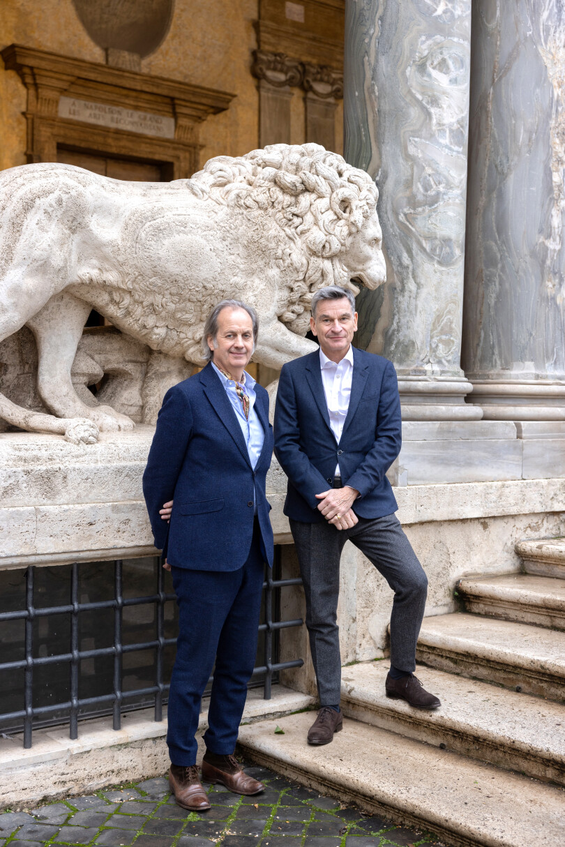 Pierre-Antoine Gatier, architecte en chef des Monuments historiques, et Hervé Lemoine, à la tête du Mobilier national.