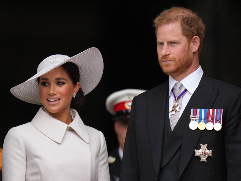 Le prince Harry et Meghan à la messe du jubilé pour Élisabeth II, célébrée à la cathédrale Saint-Paul de Londres, le 3 juin 2022.