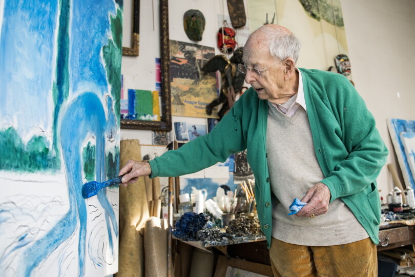 Bien qu’adepte de la peinture à l’huile, André Brasilier donne à ses toiles légèreté et transparence, et provoque l’émotion, la volonté affichée de l’artiste.