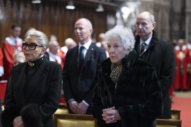 Marina et Maria-Pia de Savoie à la messe commémorant les 40 ans de la mort d'Umberto II d'Italie, à l'abbaye de Hautecombe, à Saint-Pierre de Curtille, le 18 mars 2023.