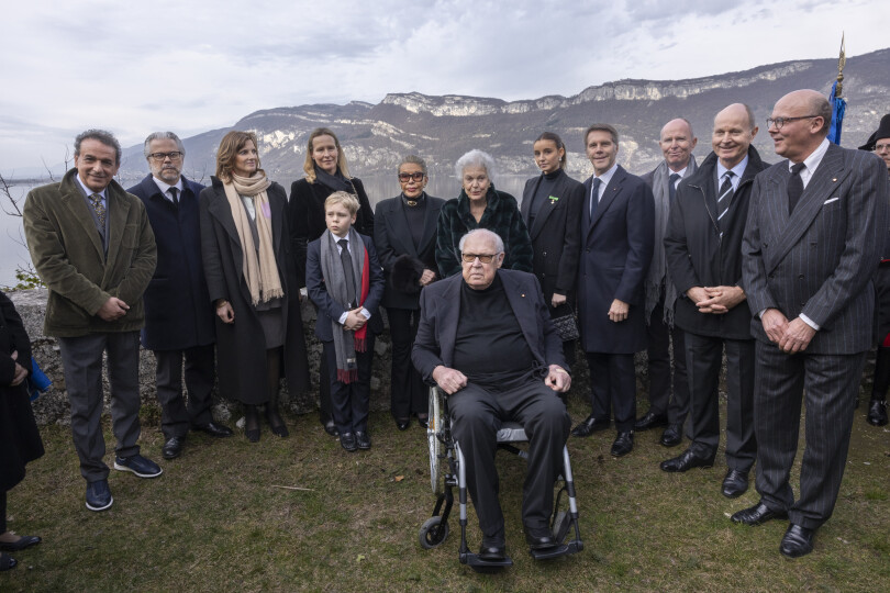 La famille royale d'Italie réunie autour de Victor-Emmanuel aux 40 ans de la disparition d'Umberto II, à l'abbaye de Hautecombe, à Saint-Pierre de Curville, le 18 mars 2023.