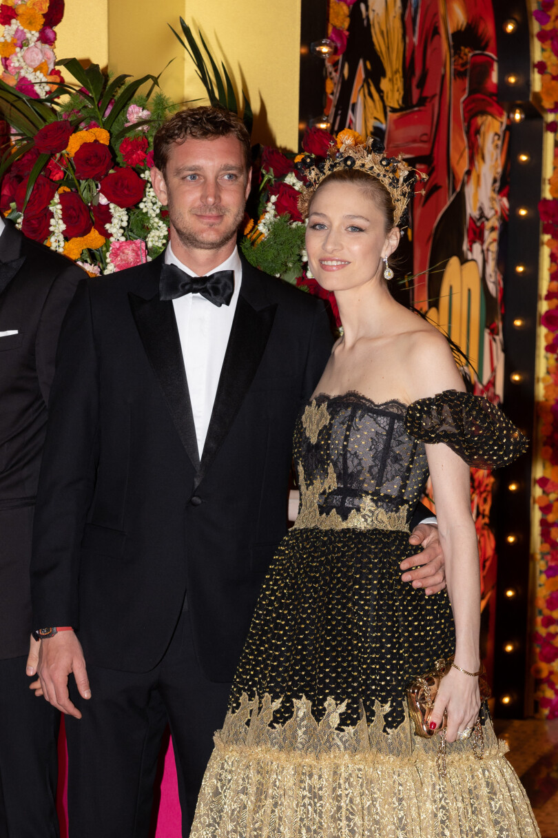 Pierre et Beatrice Casiraghi au Bal de la Rose 2023 sur le thème "Bollywood" à Monaco le 25 mars 2023.