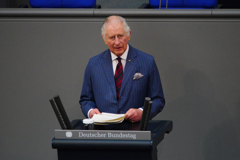 Le roi Charles III et Camilla au Bundestag lors de leur visite d'Etat à Berlin, le 30 mars 2023.