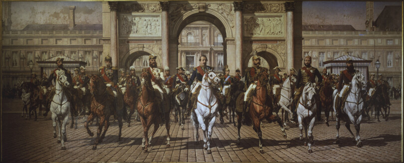 Napoléon III et les souverains étrangers invités à l’Exposition universelle de 1867, tableau de Charles Porion conservé au château de Compiègne.
