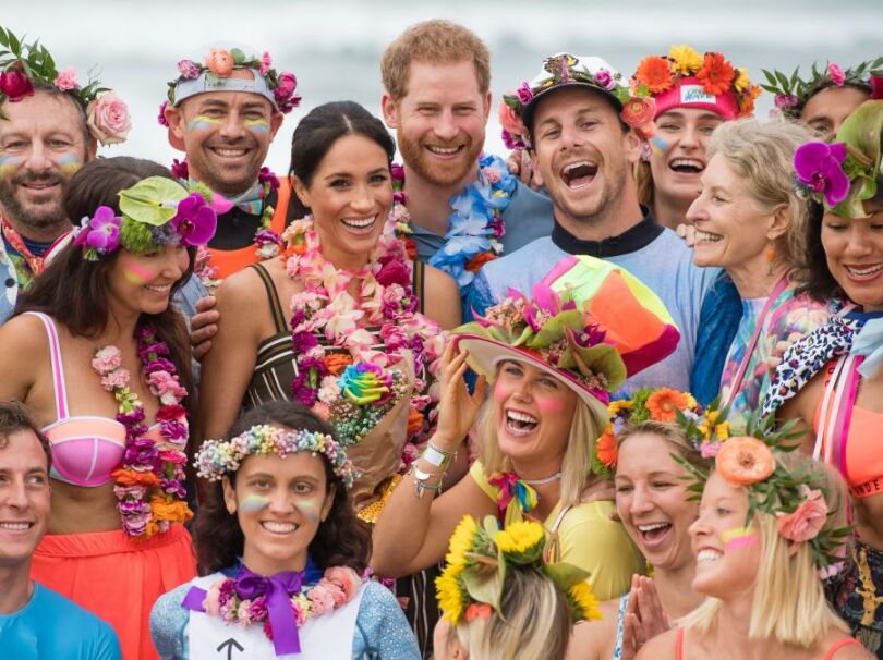Harry et Meghan sur Bondi Beach le 19 octobre 2018 lors du voyage officiel en Australie