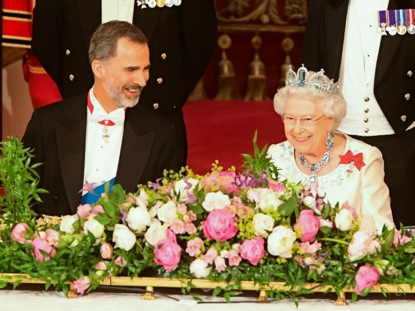 Elisabeth II et Felipe VI au palais de Buckingham en juillet 2017